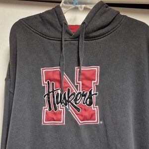Gray and Red Nebraska Huskers Men's Hoodie
